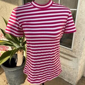Barbie Striped Pink and White Women's Top Xl